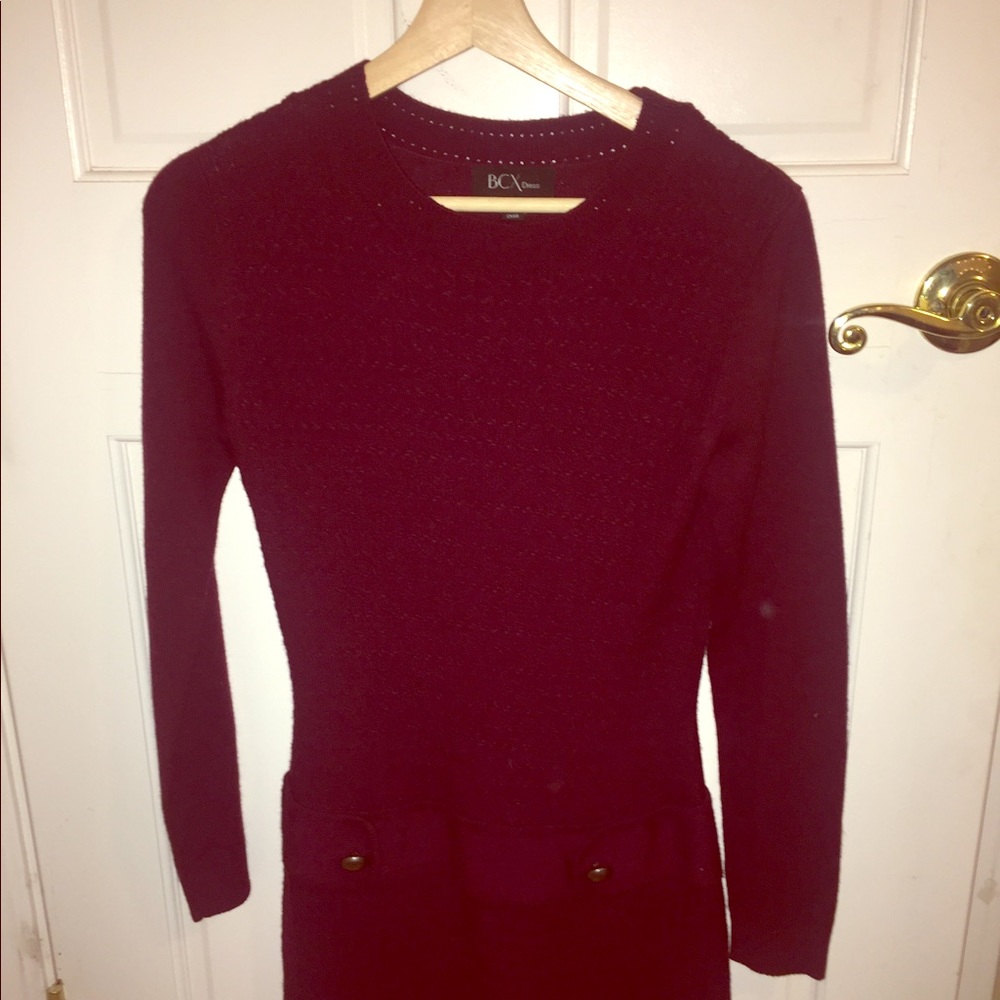 Dark red women’s sweater dress
